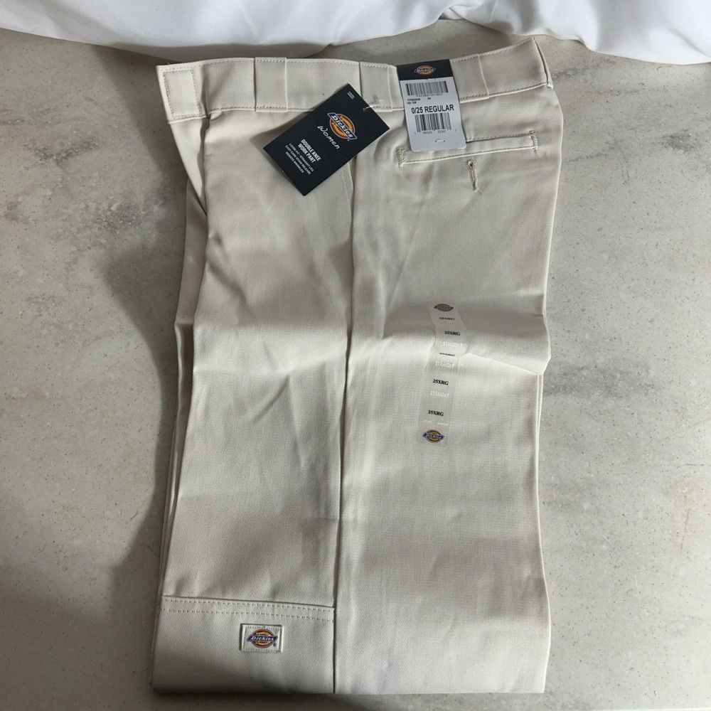 DICKIES WOMEN'S LOOSE FIT DOUBLE KNEE WORK PANTS SIZE: 25 - STONE WHITECAP NWT